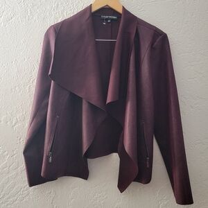 Catherine Malandrino Faux Leather Wine Jacket Top Size Large